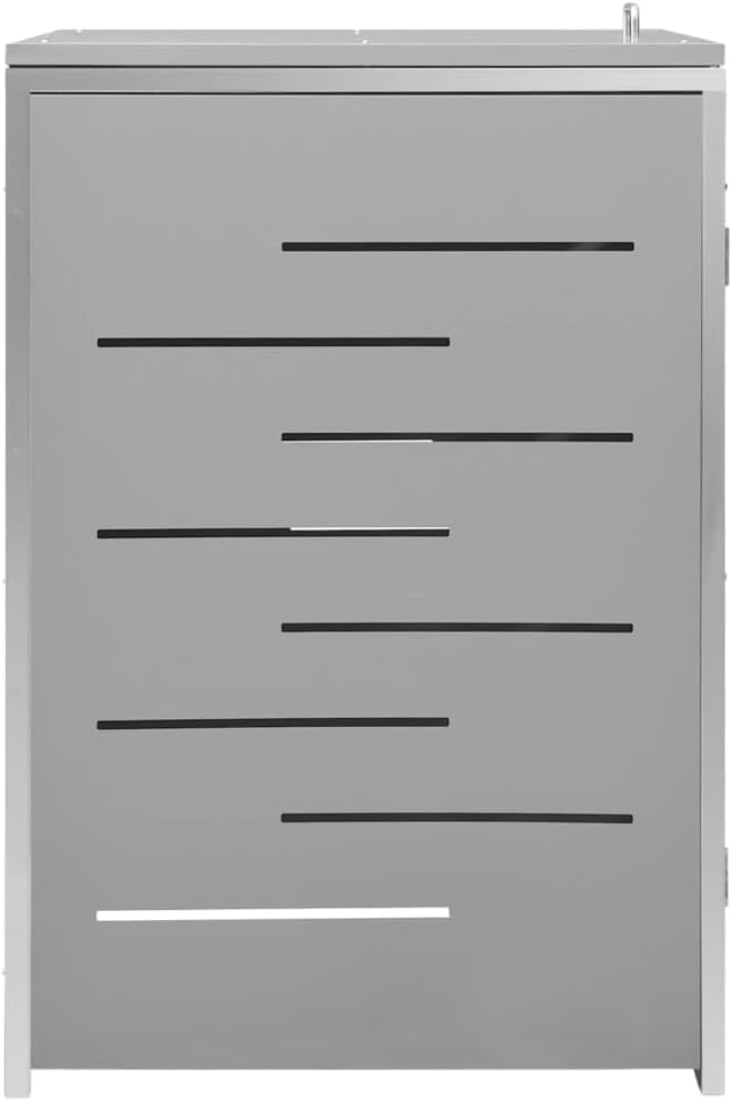 Single Wheelie Bin Shed, Stainless Steel Outdoor Trash Can Storage Garbage Bin Storage Shed, 27.2'x30.5'x44.3' Stainless Steel,-600