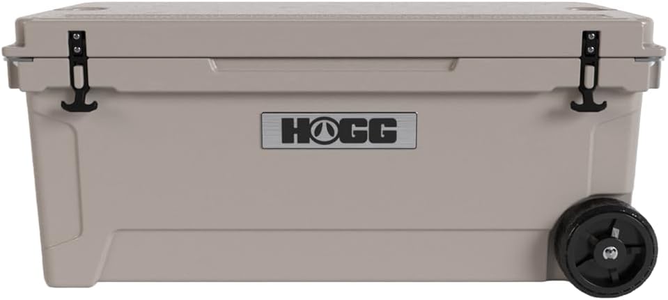 Ice Cooler with Wheels and Handle, Wheeled Cooler, Insulated Ice Chest with Wheels and Handle for Fishing and Camping with Dry Storage, Bottle Openers, and Cupholders