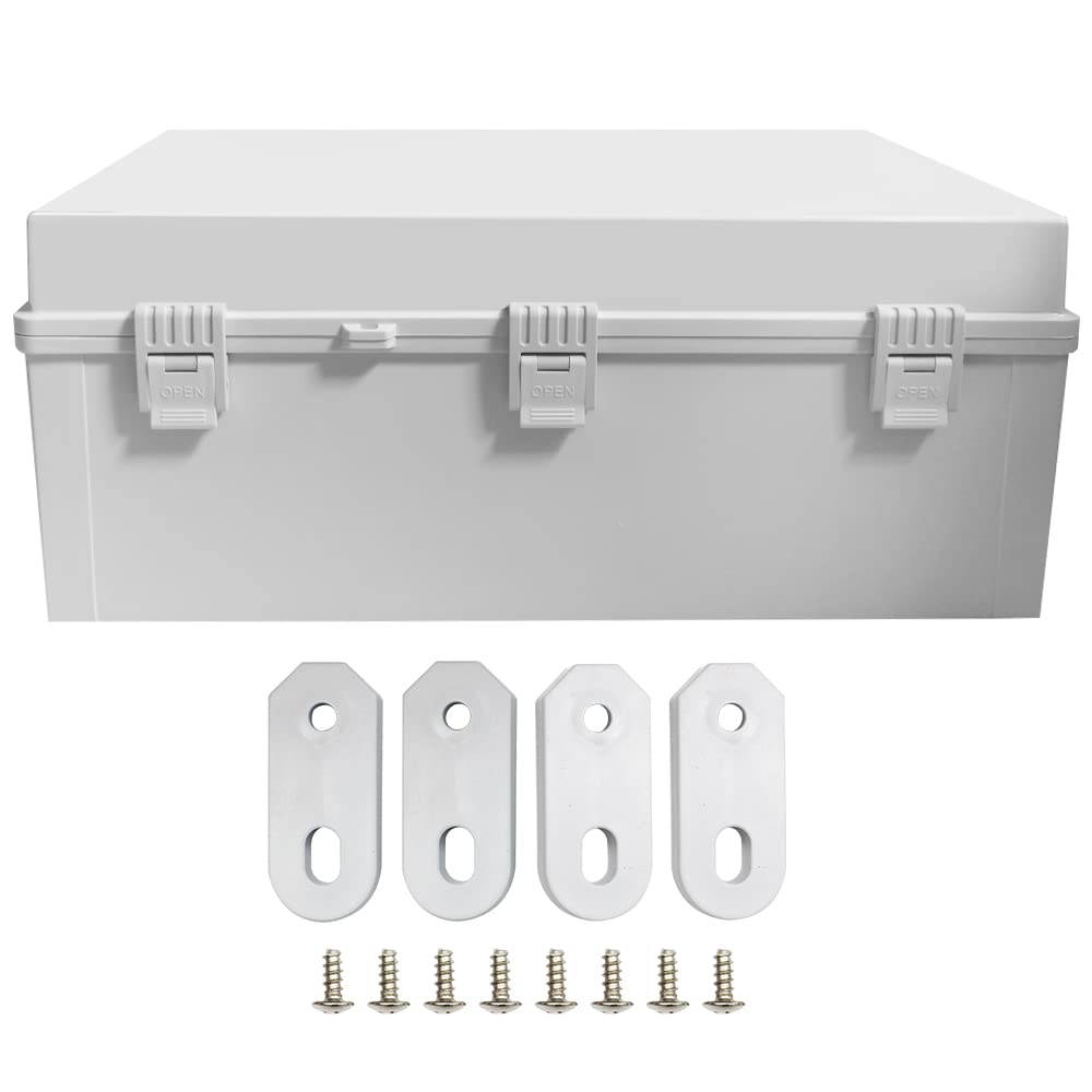Electric Junction Box Large (19.69 x 15.75 x 7.87) Inches, Waterproof Outdoor Weatherproof Plastic Enclosure Box with Cover for Electronics, Dustproof, Watertight, Heavy-Duty Device Housing