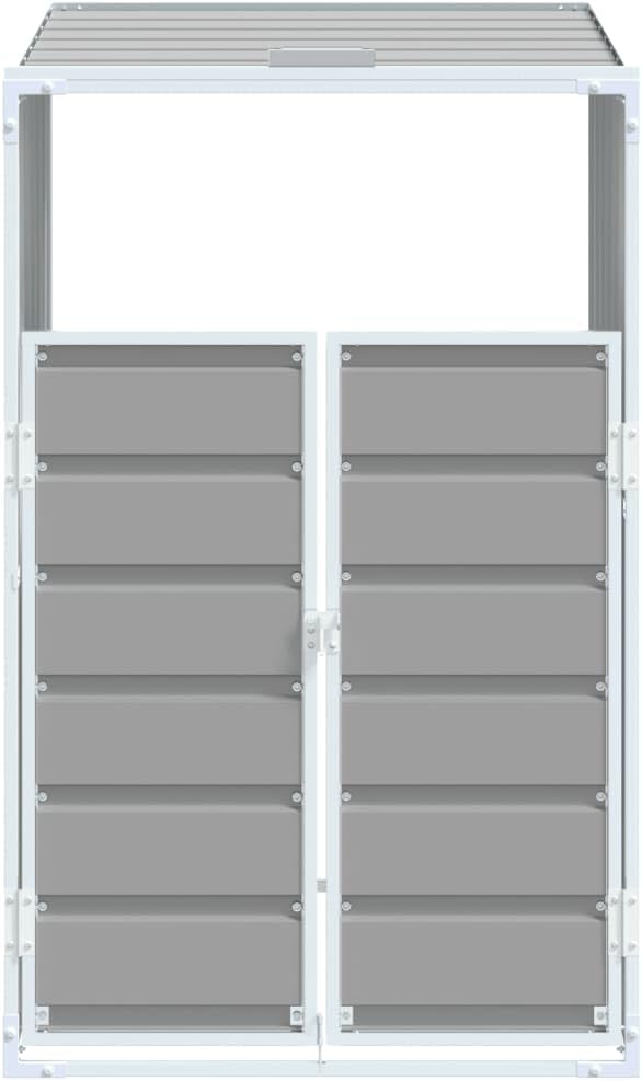 Steel Wheelie Bin Storage for Single Bin, Outdoor Storage Shed for Garbage Can, Outdoor Trash Can Storage Shed, Gray 28.3'x31.9'x45.3' Steel,-630