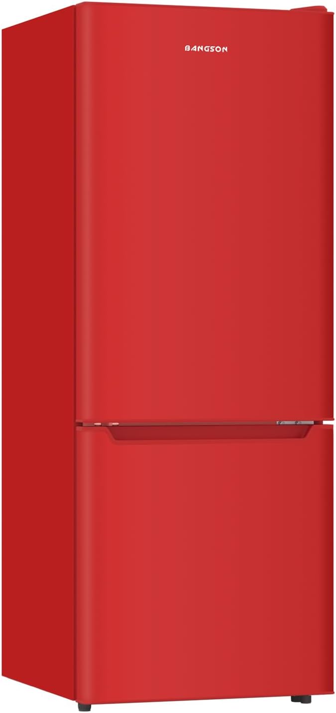 BANGSON Apartment 7.1 Cu.Ft Refrigerator with Freezer, Office Fridge with Bottom Freezer, Large Capacity, Energy Saving, Adjustable Thermostat, Low Noise, Red