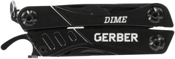 Gerber Gear Dime 12-in-1 Mini EDC Multitool - Needle Nose Pliers, Pocket Knife, Keychain, Bottle Opener - Gifts for Men, EDC Gear and Equipment - Black (Pack of 12)