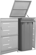 Single Wheelie Bin Shed, Stainless Steel Outdoor Trash Can Storage Garbage Bin Storage Shed, 27.2'x30.5'x44.3' Stainless Steel,-600