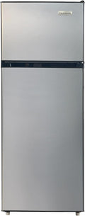 Frigidaire, 2 Door Apartment Size Refrigerator with Freezer, 7.5 cu ft, Adjustable Spill-Proof Shelves, Crisper Bins, Platinum Silver, Garage Ready