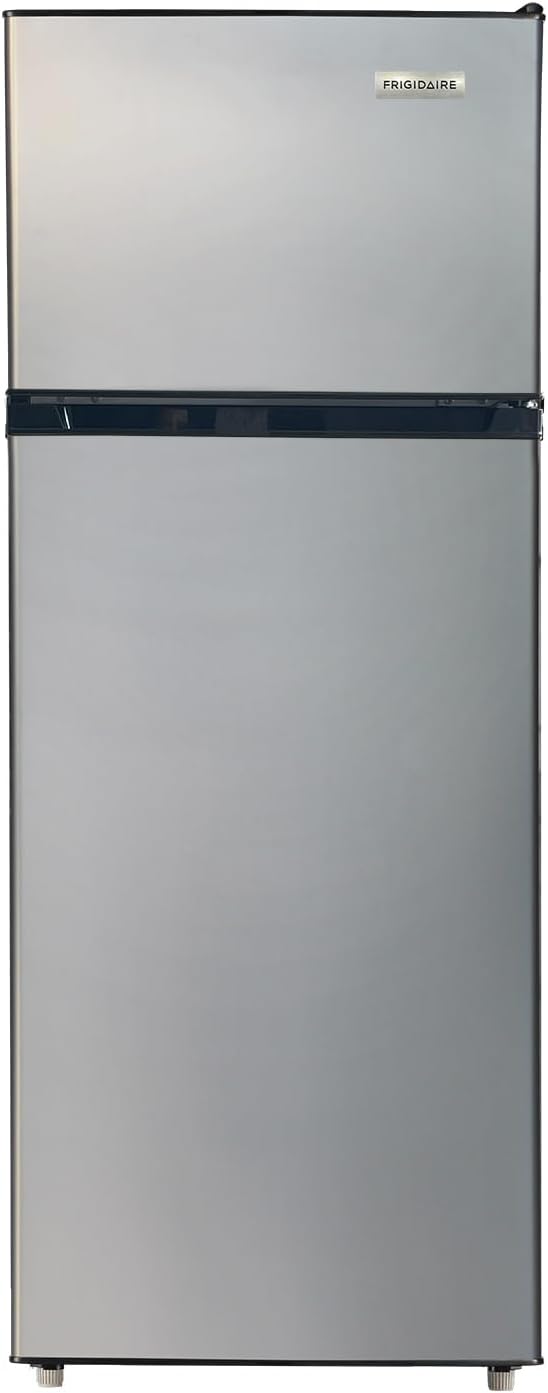 Frigidaire, 2 Door Apartment Size Refrigerator with Freezer, 7.5 cu ft, Adjustable Spill-Proof Shelves, Crisper Bins, Platinum Silver, Garage Ready