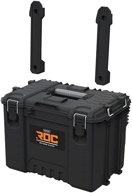 Keter ROC Pro Gear Heavy Duty XL Toolbox, 25 Year Warranty, Modular, Stackable, Lightweight, Durable, IP65 Water Resistant, Black