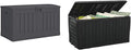 Suncast 50-Gallon Outdoor Resin Patio Deck Storage Box with Seat, Peppercorn & Keter Marvel Plus 71 Gallon Resin Deck Box-Organization and Storage for Patio Furniture Outdoor Cushions, Throw Pillows