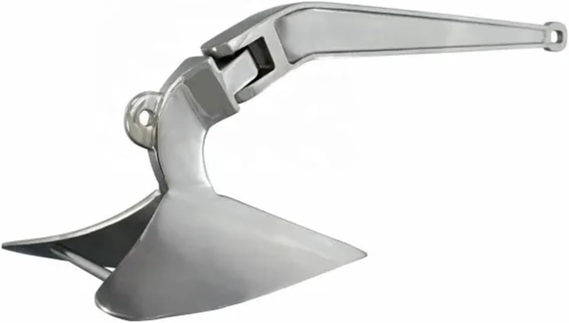 Folding Anchor, 5kg 316 Stainless Steel Plough Anchor for Boat, Power Marine Accessories Polished Non-Hinged Plow,for Small Boats Canoe Paddle Boards