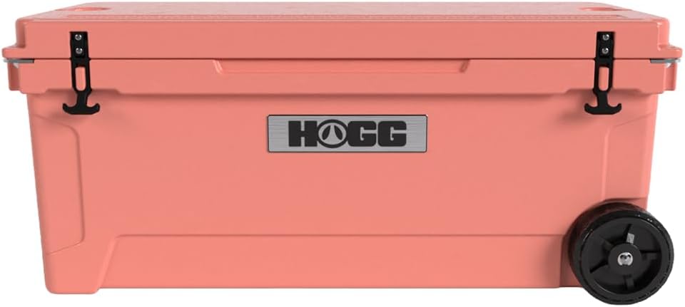 Ice Cooler with Wheels and Handle, Wheeled Cooler, Insulated Ice Chest with Wheels and Handle for Fishing and Camping with Dry Storage, Bottle Openers, and Cupholders