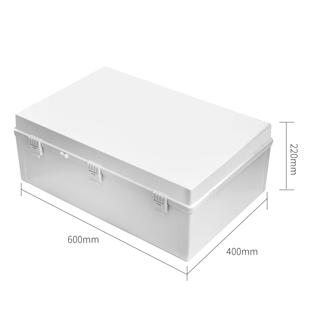 Large Electrical Junction Boxes Hinged Outdoor ABS Plastic Buckle Deep Wall Mount,Dustproof Waterproof IP67 Universal Durable Electrical Big Enclosure with Lock (23.62'x15.75'x8.66')