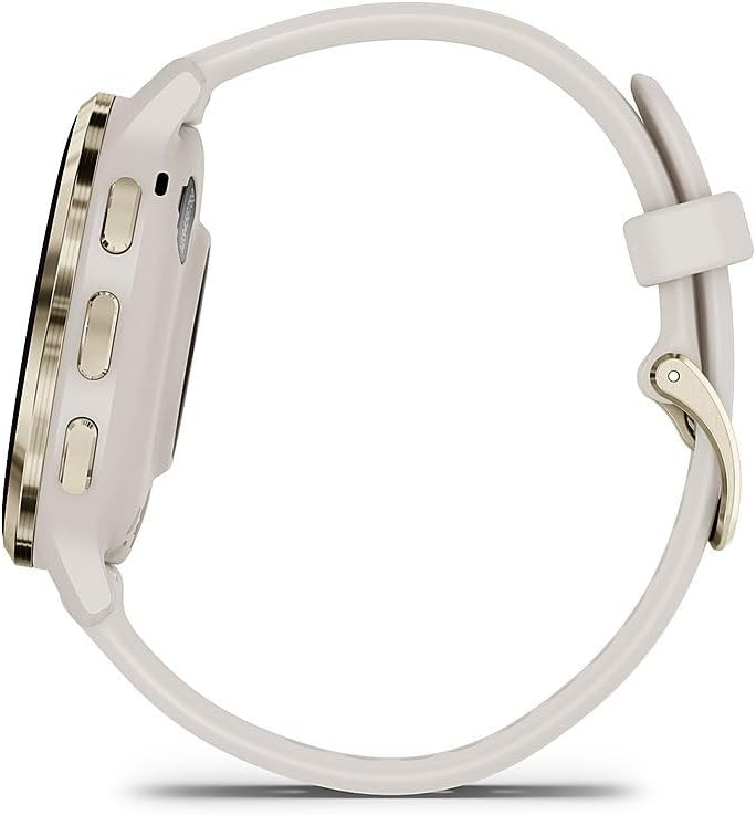 Garmin 010-02785-04 Venu 3S Health Fitness GPS Smartwatch Gold Steel Bezel with Ivory Case 41mm | Official USA Partner Model | Bundle with Deco Screen Protector, Fitness & Wellness Suite