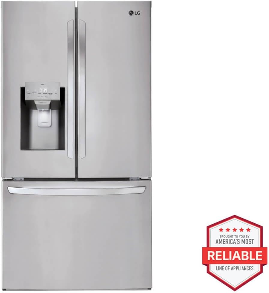 LG 36 Inch Smart French Door Refrigerator with 28 cu.ft. Capacity, WiFi Enabled, ThinQ Technology, Slim SpacePlus® Ice System, PrintProof™ Stainless Steel