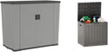 Suncast 130 Gallon Backyard Storage Shed Bundle with 31 Gallon East Oak Waterproof Deck Box for Outdoor Storage
