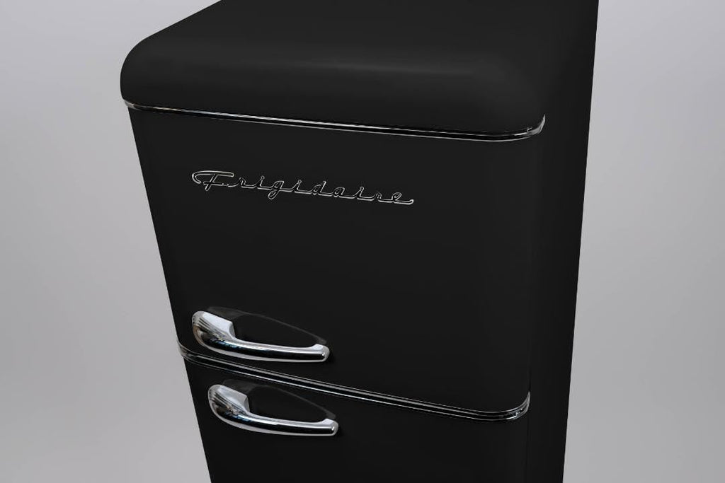 Frigidaire EFR756, 2 Door Apartment Size RETRO Refrigerator with Top Freezer, Chrome Handles, 7.5 cu ft