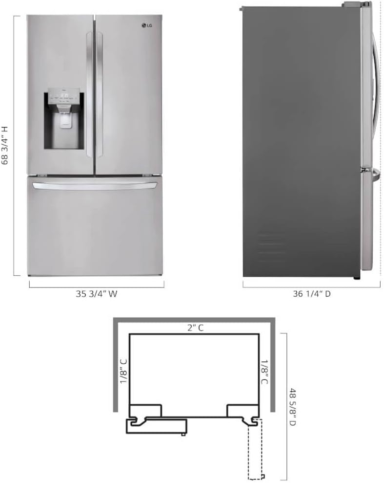 LG 36 Inch Smart French Door Refrigerator with 28 cu.ft. Capacity, WiFi Enabled, ThinQ Technology, Slim SpacePlus® Ice System, PrintProof™ Stainless Steel