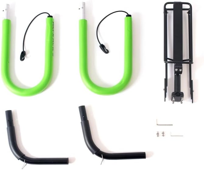 PAT RACKS Premium Longboard Bike Rack – Dual Arm Bicycle Carrier, 12mm Foam, Adjustable Seat Post Attachment, Easy Fast Install, Longboards, SUP Paddle Boards, Shortboards, Bodyboards, Boogie Boards