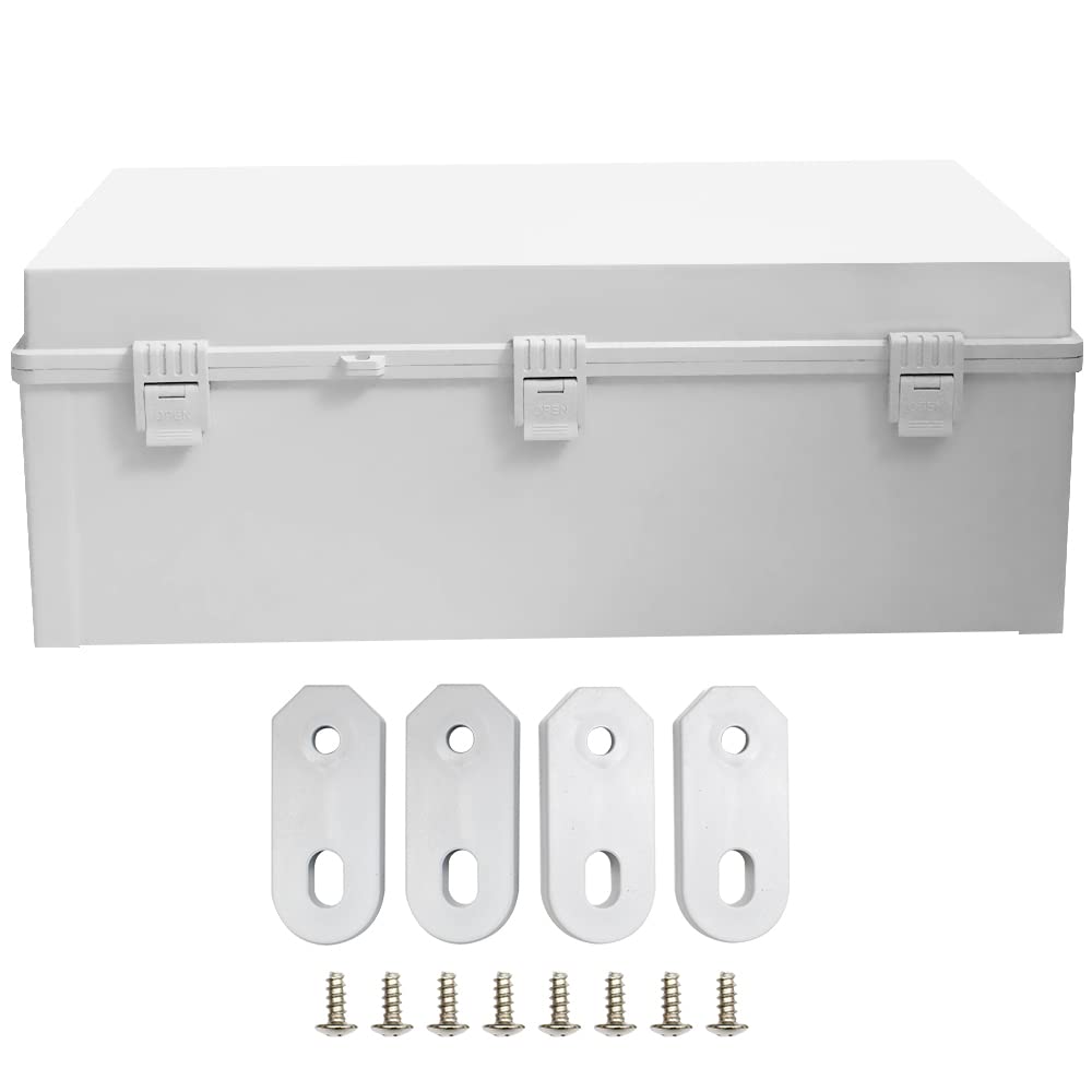 Large Electrical Junction Boxes Hinged Outdoor ABS Plastic Buckle Deep Wall Mount,Dustproof Waterproof IP67 Universal Durable Electrical Big Enclosure with Lock (23.62'x15.75'x8.66')