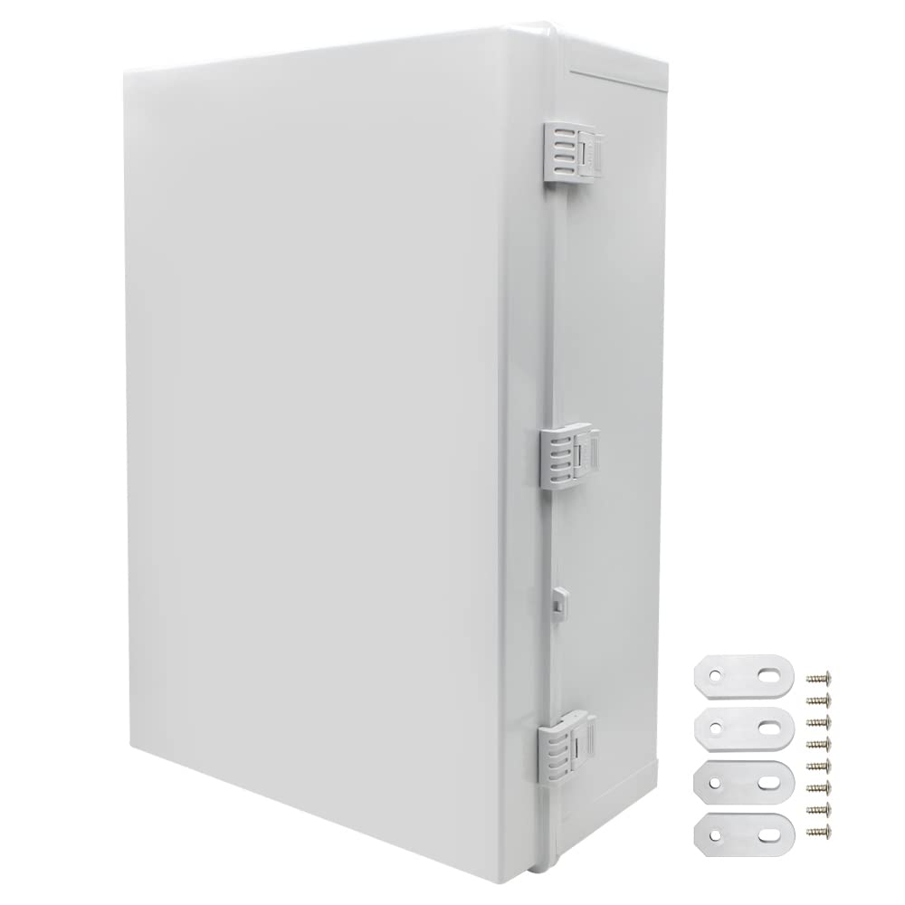 Large Electrical Junction Boxes Hinged Outdoor ABS Plastic Buckle Deep Wall Mount,Dustproof Waterproof IP67 Universal Durable Electrical Big Enclosure with Lock (23.62'x15.75'x8.66')