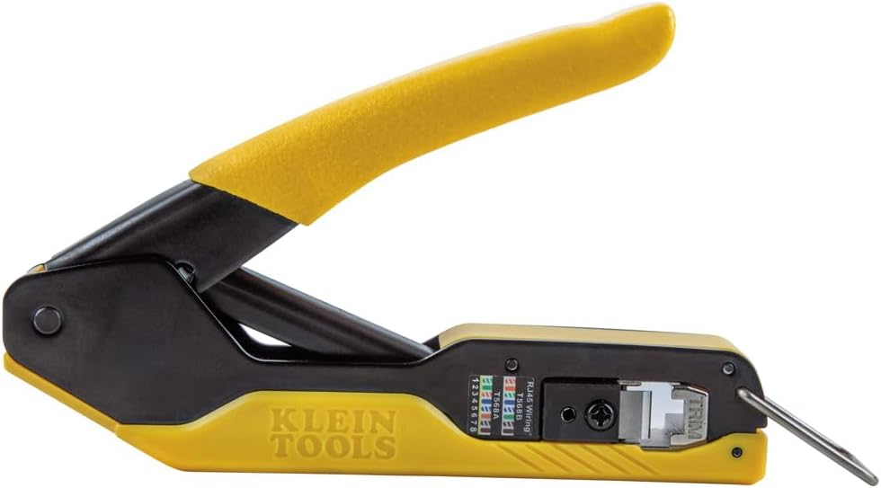 Klein Tools 80093 Cable Tester, VDV LAN Kit with LAN Tester, Pass Thru Crimper, CAT6/CAT5e Plugs and Strain Relief Boots, 5-Piece