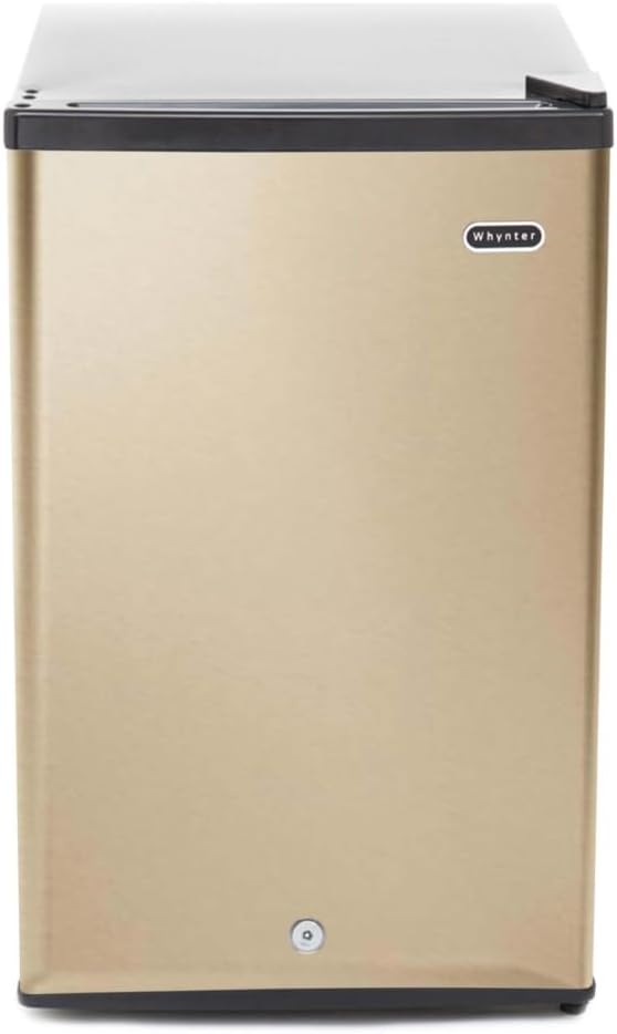 Whynter Upright Freezer with Lock, 2.1 Cu. Ft. Small Freezer Mini Freezer for Bedrooms, Dorms, Garages, Offices, CUF-210SSG, Rose Gold