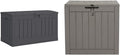 Suncast 50 Gallon Medium Capacity All Weather Construction Resin Outdoor Storage Deck Box with Arched Lid for Patio, Garden, or Pool, Peppercorn | EAST OAK Deck Box, 31 Gallon Indoor and Outdoor Storage Box