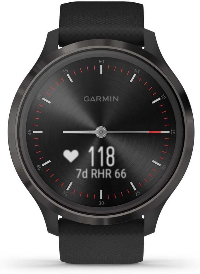 Garmin vivomove 3, Hybrid Smartwatch with Real Watch Hands and Hidden Touchscreen Display, Black