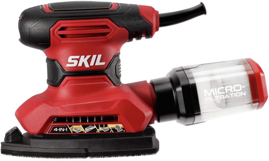 SKIL Corded Multi-Function Detail Sander with Micro-Filter Dust Box 3 Additional Attachments & 12pc Sanding Sheet- SR232301,(Pack of 4)