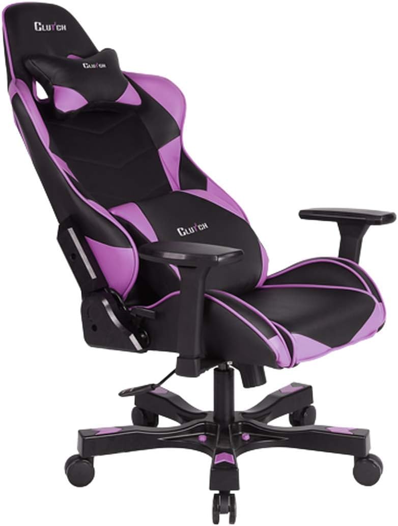 Clutch Chairz The Best Gaming Chairs - Ergonomic Gaming Chair, Video Game Chairs, Office Chair, High Chair and Lumbar Pillow for Computer Desk - Black/Purple - Crank Seriesx
