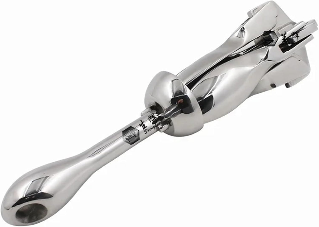 Folding Anchor, 5kg Boat Accessory Precision Stainless Steel Casting Foldable Marine Hardware,for Small Boats Canoe Paddle Boards