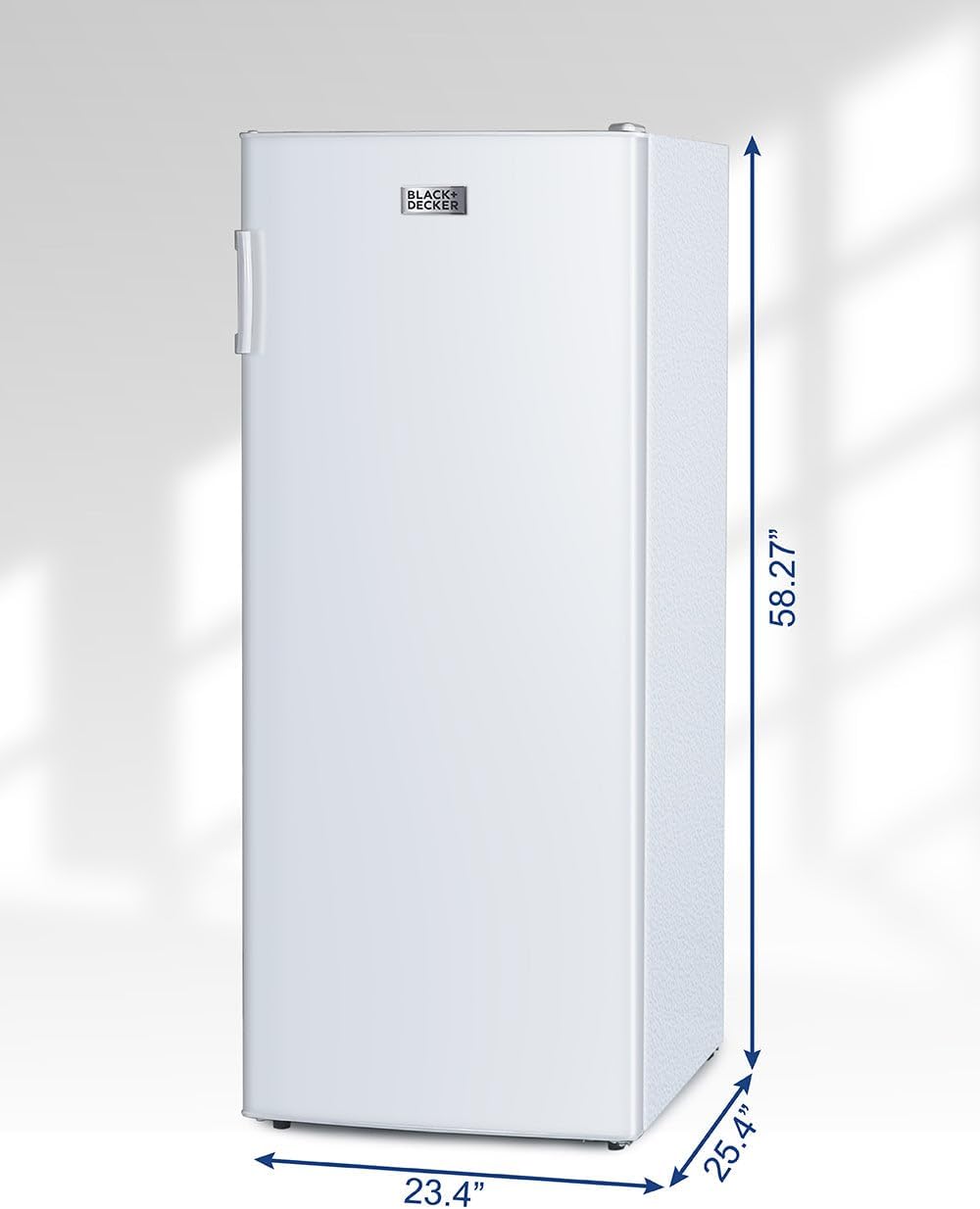 BLACK+DECKER 8.5 Cu. Ft. Upright Freezer, Stand Up Freezer with Mechanical Temperature Control, Freezer Upright with 3 Shelves and 4 Door Bins, Manual Defrost, R600a Refrigerant, BUF850LW, White
