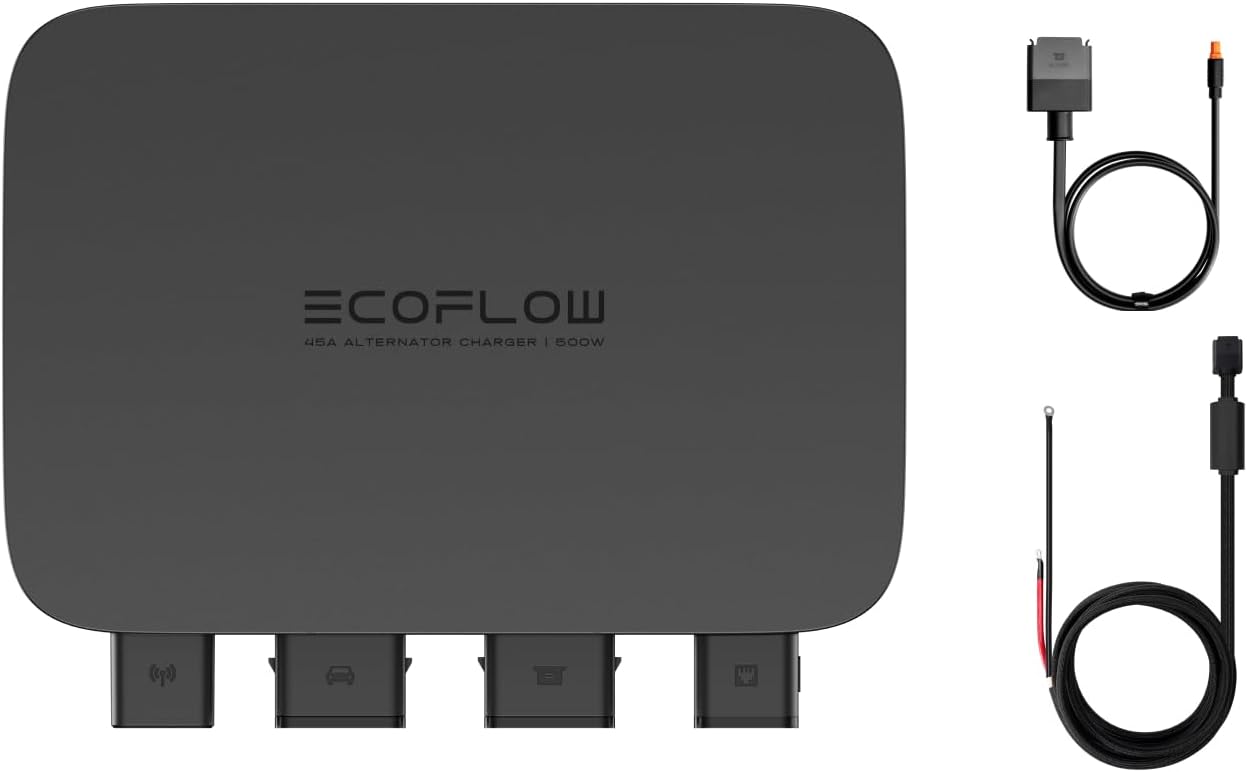 EF ECOFLOW 500W Alternator Charger, 3-in-1 Fast DC-DC Charger for Portable Power Stations, Car Battery Charger & Jump Starter 5× Faster Than Cigarette Chargers, Charges 1kWh in 2.1 hr