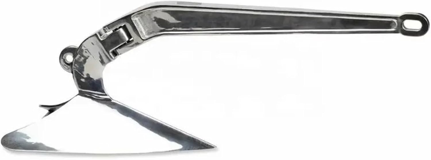 Folding Anchor, 5kg 316 Stainless Steel Plough Anchor for Boat, Power Marine Accessories Polished Non-Hinged Plow,for Small Boats Canoe Paddle Boards