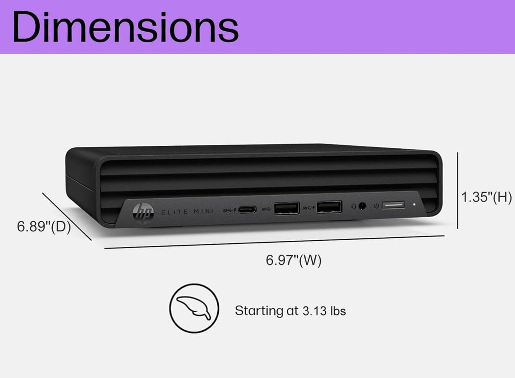 HP Elite Mini 800 G9 Business Desktop PC (Intel 6-Core i5-12500T (> i7-11800H), 16GB DDR5, 512GB SSD, UHD Graphics 770), MFF, 2X DP Ports, HDMI, Max to 3 Displays, USB-C, RJ-45, Wi-Fi 6E, Win 11 Pro