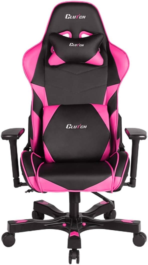 Clutch Chairz - Ergonomic Gaming Chair, Video Game Chairs, Office Chair, High Chair and Lumbar Pillow for Computer Desk - Crank Series – (Black/Pink).