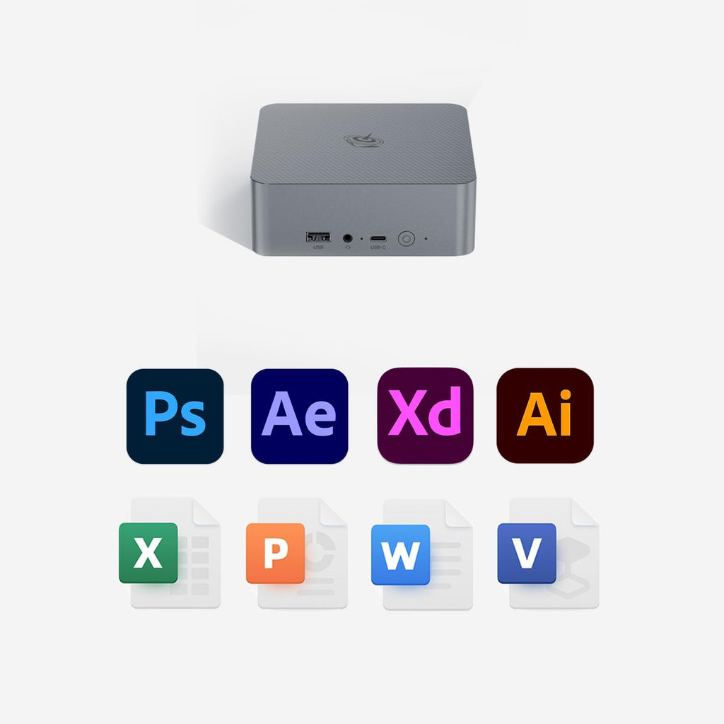 Beelink EQR7 Mini PC W11 Pro, AMD Ryzen 7 7735HS(6C/12T), 24GB LPDDR5 1TB NVME SSD Graphics 12 core 2200MHz Built in PSU, Dual 1000M LAN/WiFi 6/BT5.2/Dual Display Mini PC Computer