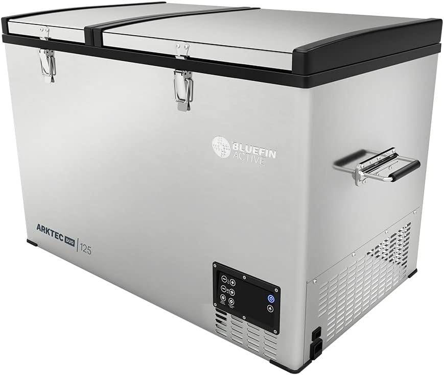 Bluefin Active Arktec Duo 125L | Portable Travel Fridge | Advanced Cooling & Freezing Technology | Energy Efficient Charging | Dual Storage Compartments | Smartphone App Control | LCD | AC & DC