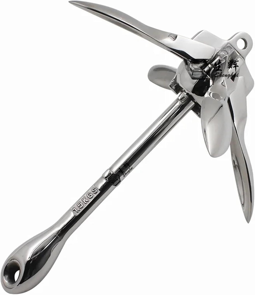 Folding Anchor, 5kg Boat Accessory Precision Stainless Steel Casting Foldable Marine Hardware,for Small Boats Canoe Paddle Boards