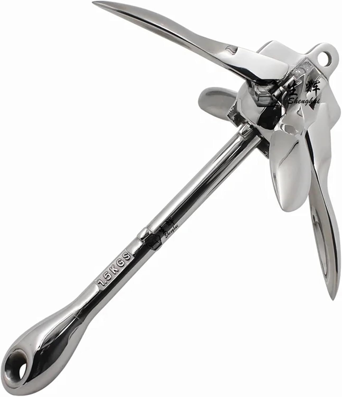 Folding Anchor, 5kg Boat Accessory Precision Stainless Steel Casting Foldable Marine Hardware,for Small Boats Canoe Paddle Boards