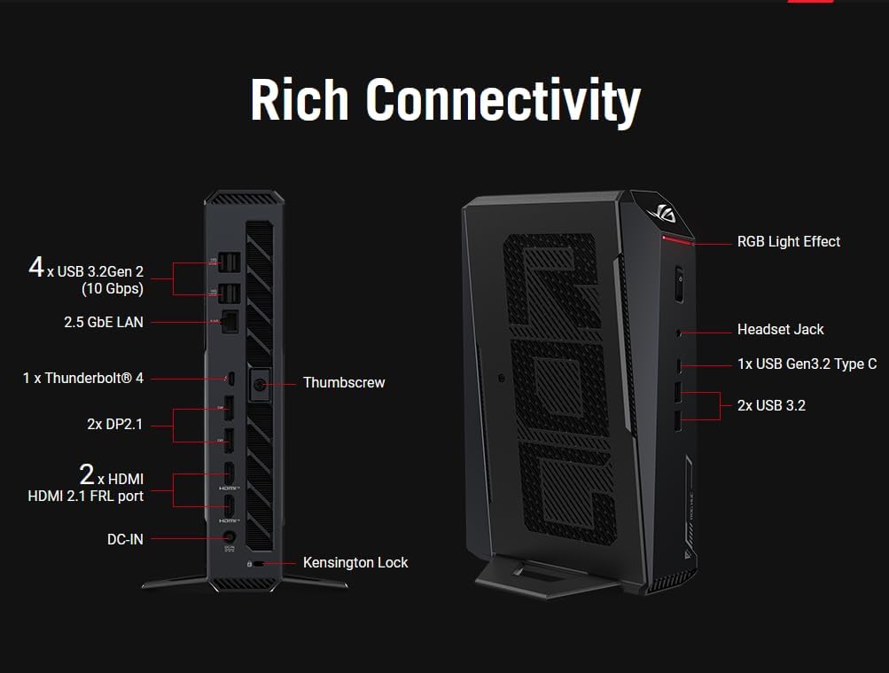 ROGNUC 2025 Gaming Mini PC with Intel Core Ultra 7, GeForce RTX 5060, 32GB DDR5 RAM, 1TB SSD, Triple-Fan Cooling