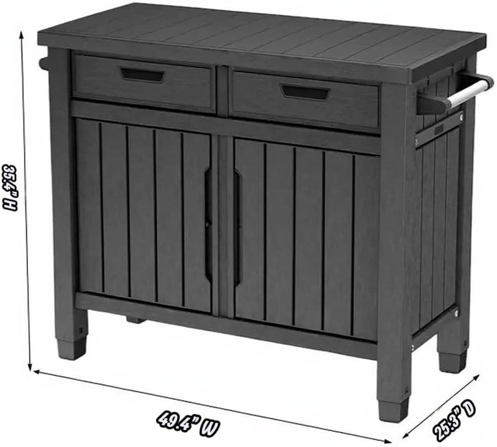 Generic Enhance Your Outdoor Space with The Outdoor Grill Table with Storage Cabinet in Graphite Gray. Perfect for Grilling, Entertaining, and Storage Needs, X-Large