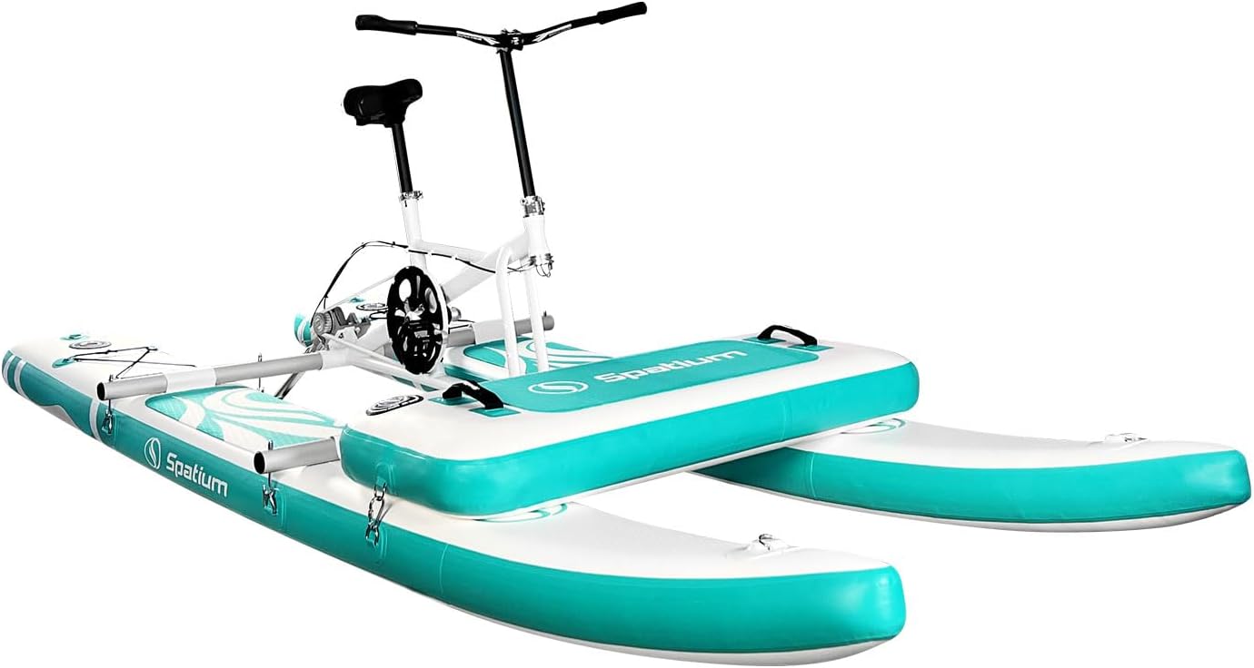 Spatium SUP Water Bike - Inflatable Pedal Boat for One Person - Fishing Kayak & Paddle Board - The Fun of Water & Fishing + Mat