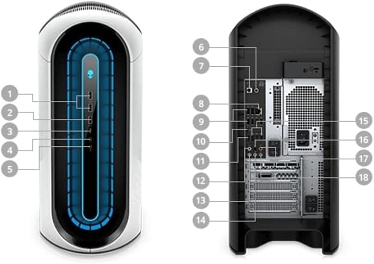 Dell Alienware Aurora R12 Desktop | Core i5-11400F - 256GB SSD Hard Drive - 8GB RAM - Nvidia GeForce RTX 3080 | 6 cores @ 4.4 GHz - 10GB GDDR6X Win 11 Home White (Renewed)