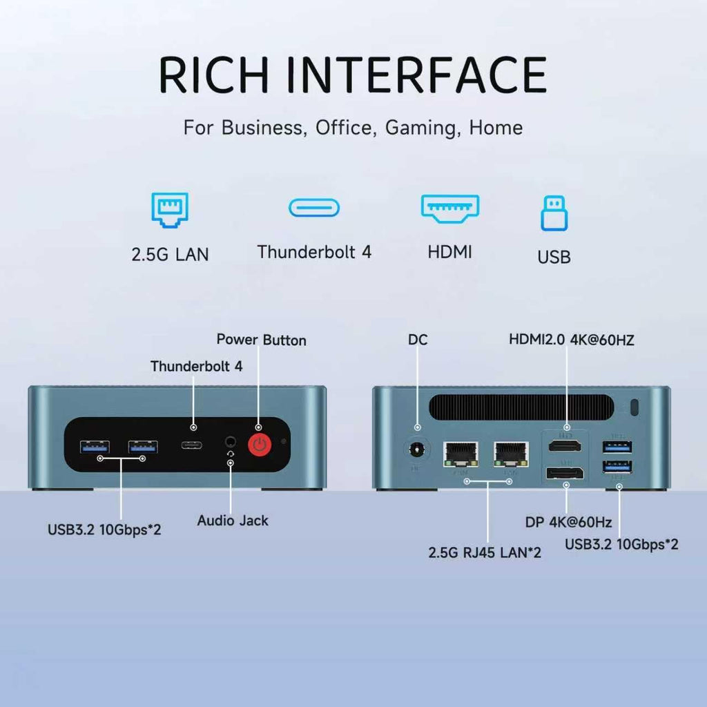 Reatan S8 Intel Mini PC Core i9-12900H(14C/20T,Turbo 5.0GHz), 32GB DDR5 1TB PCle4.0x4 SSD 11 Pro Gaming PC, Thunderbolt 4 Triple Display Mini Desktop Computers, Dural 2.5Gbps LAN, WiFi6/BT5.2