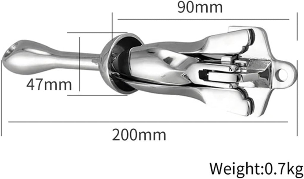 Folding Anchor, 316 Stainless Steel Folding Grapnel Boat Anchor Boating Accessories 4 Claw Yacht,for Small Boats Canoe Paddle Boards