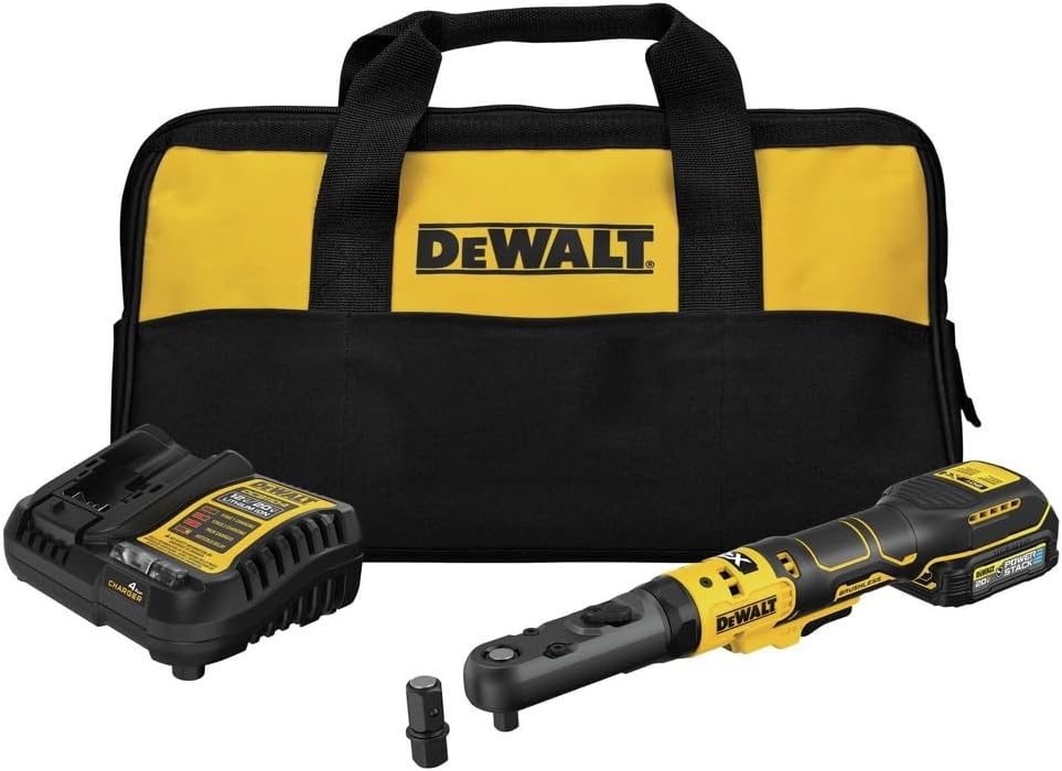 DEWALT 20V MAX XR Cordless Ratchet Set, 3/8' and 1/2' Sealed Head Ratchet, Battery and Charger Included (DCF510GE1)