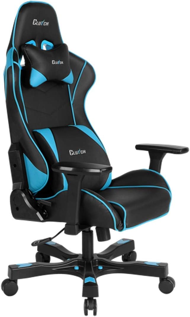 Clutch Chairz - Ergonomic Gaming Chair, Video Game Chairs, Office Chair, High Chair and Lumbar Pillow for Computer Desk – Colour: Black/Blue - Crank Series.