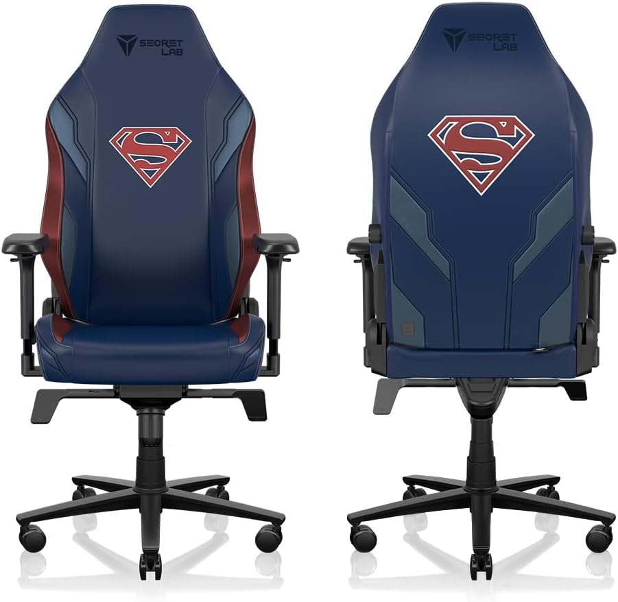 Secretlab Titan Evo Superman Gaming Chair - Reclining - Ergonomic & Comfortable Computer Chair with 4D Armrests - Magnetic Head Pillow & 4-Way Lumbar Support - Small - Blue/Red - Leatherette