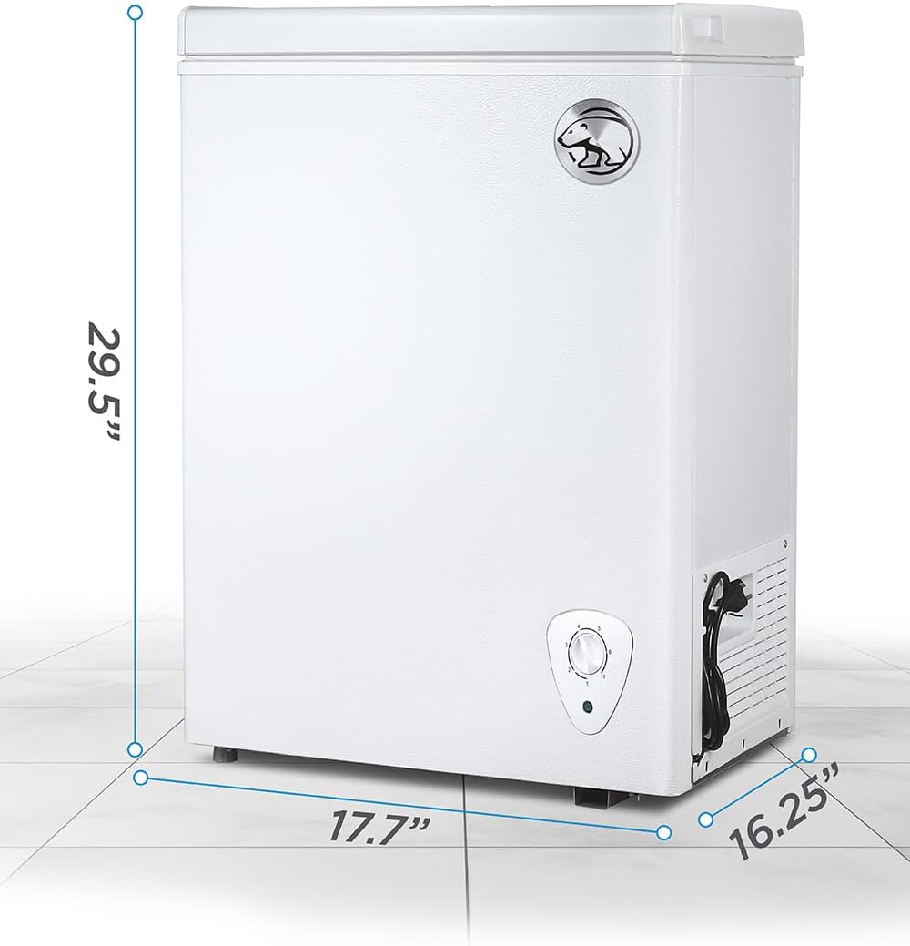 Commercial Cool 1.8 Cu. Ft. Compact Chest Freezer, Textured Finish, Deep Freezer for Frozen Food Storage, Removable Storage Basket, Mechanical Temperature Control, R600a Refrigerant, CCFW18, White
