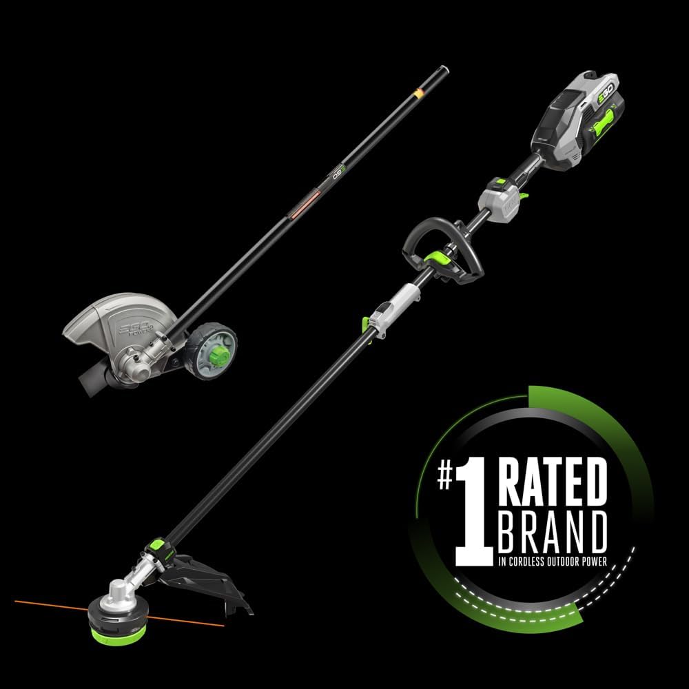 EGO MHC1603 Multi-Head Combo Kit 16-Inch 56-Volt Carbon Fiber String Trimmer with POWERLOAD™ & 8-Inch Carbon Fiber Edger Attachment & 56-Volt Power Head, 4.0Ah Battery and 320W Charger Included