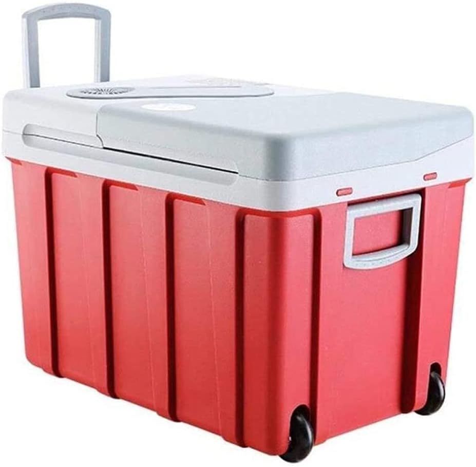 40L Cool Box on Wheels Car Refrigerator 12V 240V Portable Electric Cool Box High Refrigeration Fridge Freezer with Automatic Locking Handle Perfect for Traveling and Camping